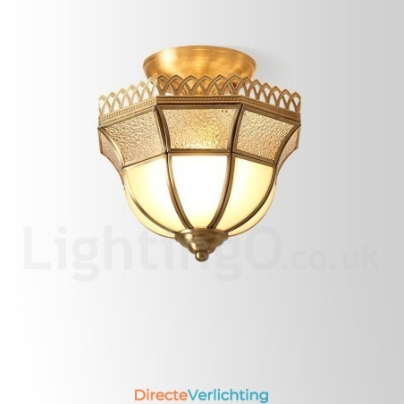 Puur messing rustieke lodge Scandinavische stijl plafondlamp met glazen kap Puur messing rustieke lodge Scandinavische stijl plafondlamp met glazen kap