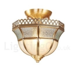 Puur messing rustieke lodge Scandinavische stijl plafondlamp met glazen kap