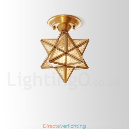Puur messing rustieke lodge Scandinavische stijl plafondlamp met glazen kap Puur messing rustieke lodge Scandinavische stijl plafondlamp met glazen kap