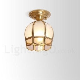 Puur messing rustieke lodge Scandinavische stijl plafondlamp met glazen kap
