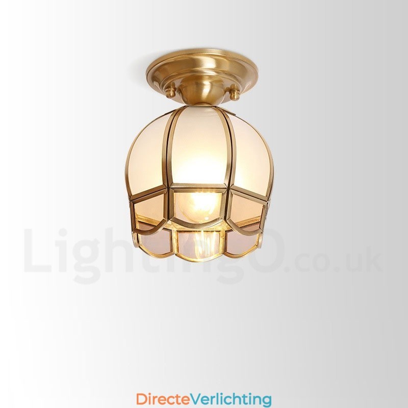 Puur messing rustieke lodge Scandinavische stijl plafondlamp met glazen kap