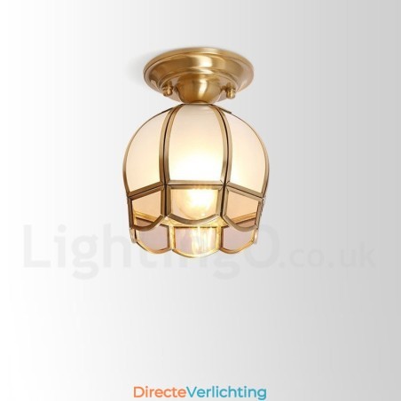 Puur messing rustieke lodge Scandinavische stijl plafondlamp met glazen kap Puur messing rustieke lodge Scandinavische stijl plafondlamp met glazen kap