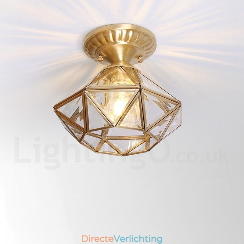 Puur messing rustieke lodge Scandinavische stijl plafondlamp met glazen kap