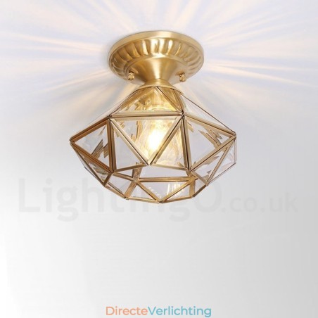 Puur messing rustieke lodge Scandinavische stijl plafondlamp met glazen kap Puur messing rustieke lodge Scandinavische stijl plafondlamp met glazen kap