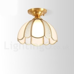 Puur messing rustieke lodge Scandinavische stijl plafondlamp met glazen kap