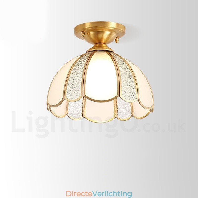 Puur messing rustieke lodge Scandinavische stijl plafondlamp met glazen kap