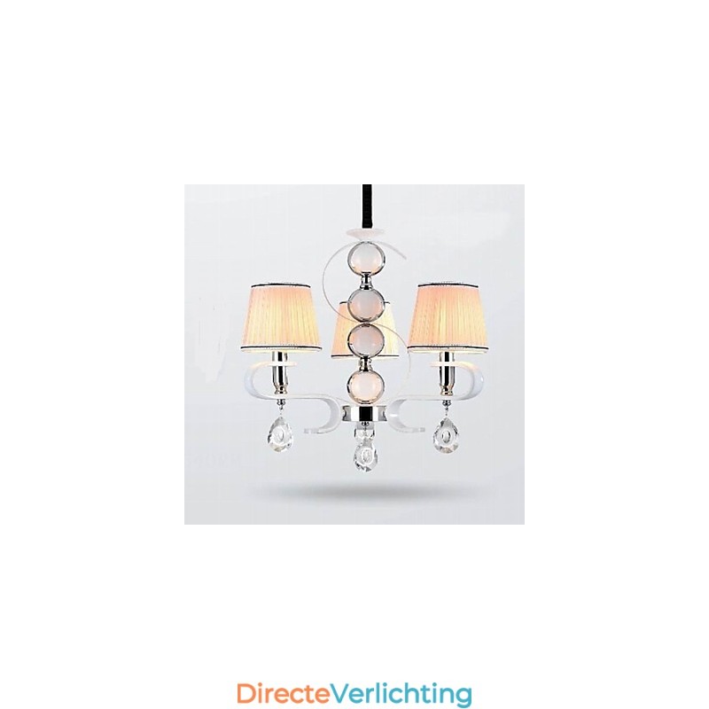 Stoffen kroonluchter 3-lichts hoge kwaliteit lamp witte jade zilveren ring