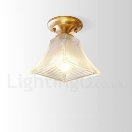 Puur messing rustieke lodge Scandinavische stijl plafondlamp met glazen kap