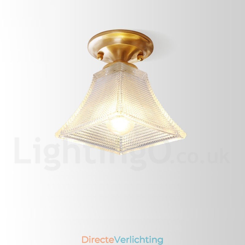Puur messing rustieke lodge Scandinavische stijl plafondlamp met glazen kap