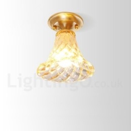Puur messing rustieke lodge Scandinavische stijl plafondlamp met glazen kap