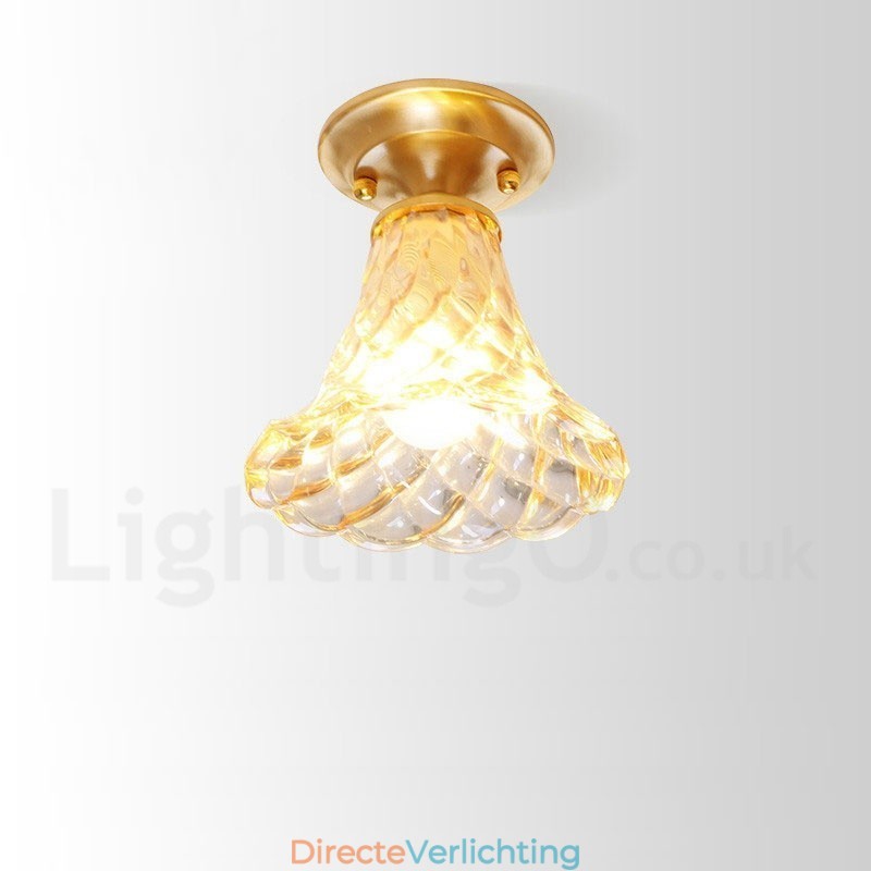 Puur messing rustieke lodge Scandinavische stijl plafondlamp met glazen kap