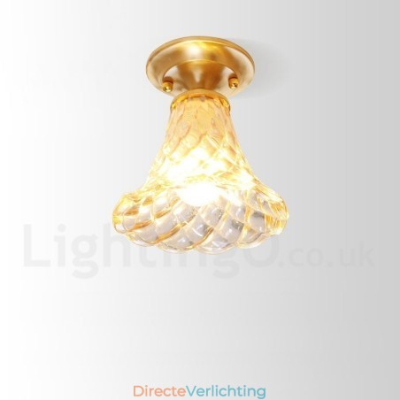 Puur messing rustieke lodge Scandinavische stijl plafondlamp met glazen kap Puur messing rustieke lodge Scandinavische stijl plafondlamp met glazen kap