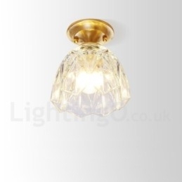 Puur messing rustieke lodge Scandinavische stijl plafondlamp met glazen kap