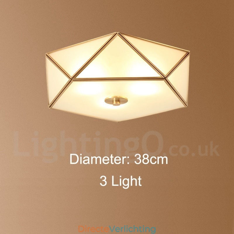 Puur messing rustieke lodge Scandinavische stijl plafondlamp met glazen kap