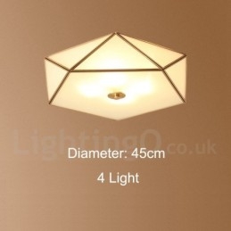 Puur messing rustieke lodge Scandinavische stijl plafondlamp met glazen kap