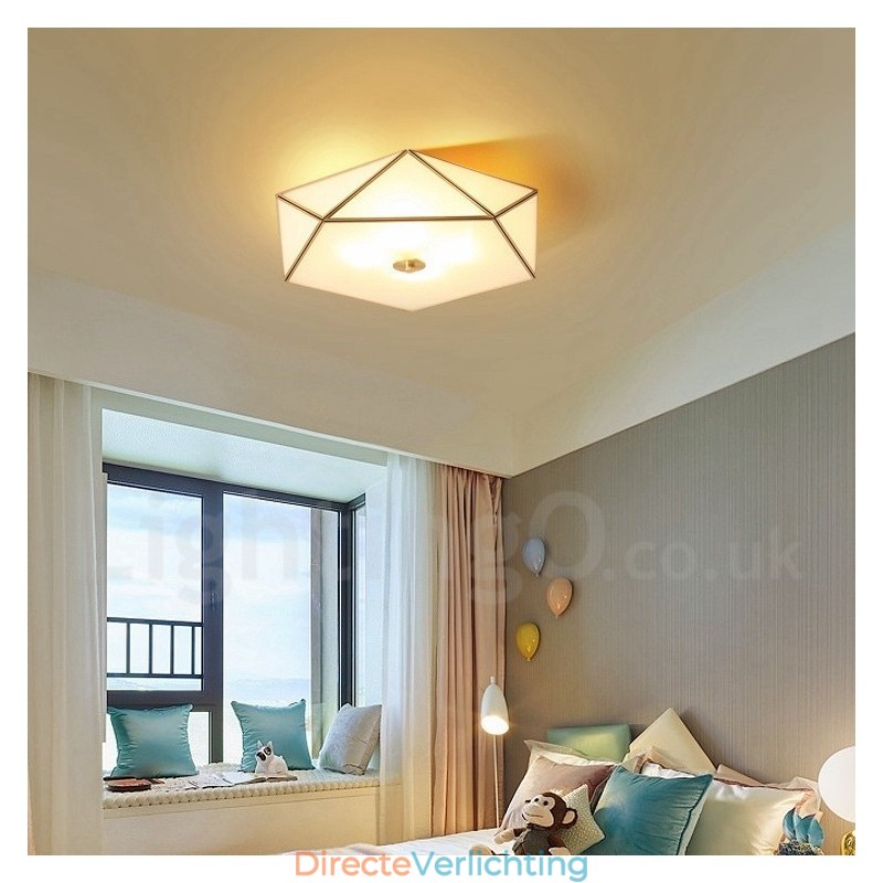 Puur messing rustieke lodge Scandinavische stijl plafondlamp met glazen kap