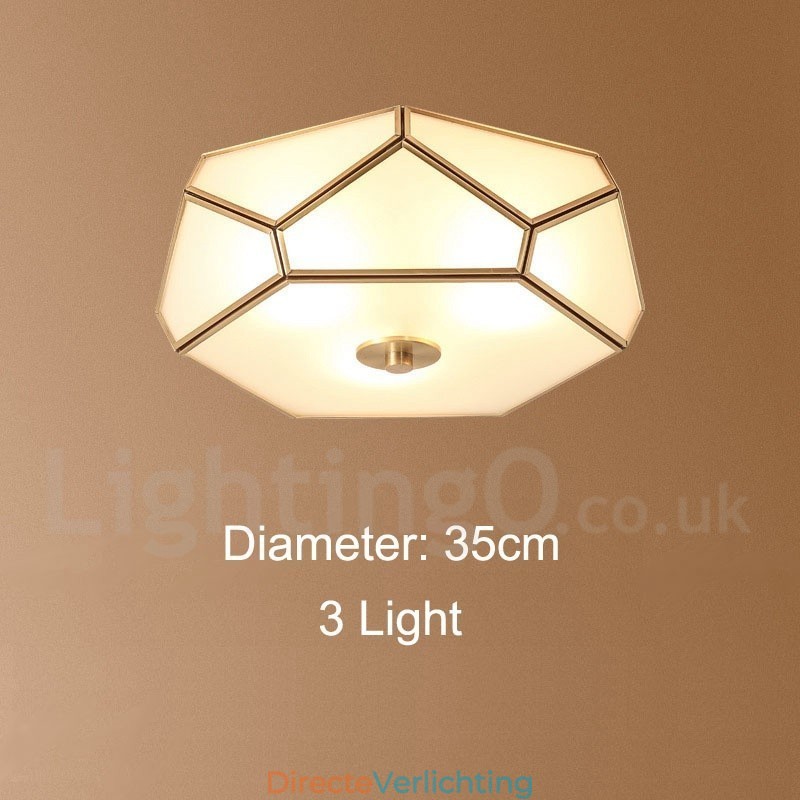 Puur messing rustieke lodge Scandinavische stijl plafondlamp met glazen kap