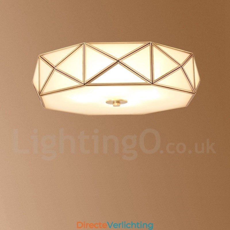 Puur messing rustieke lodge Scandinavische stijl plafondlamp met glazen kap