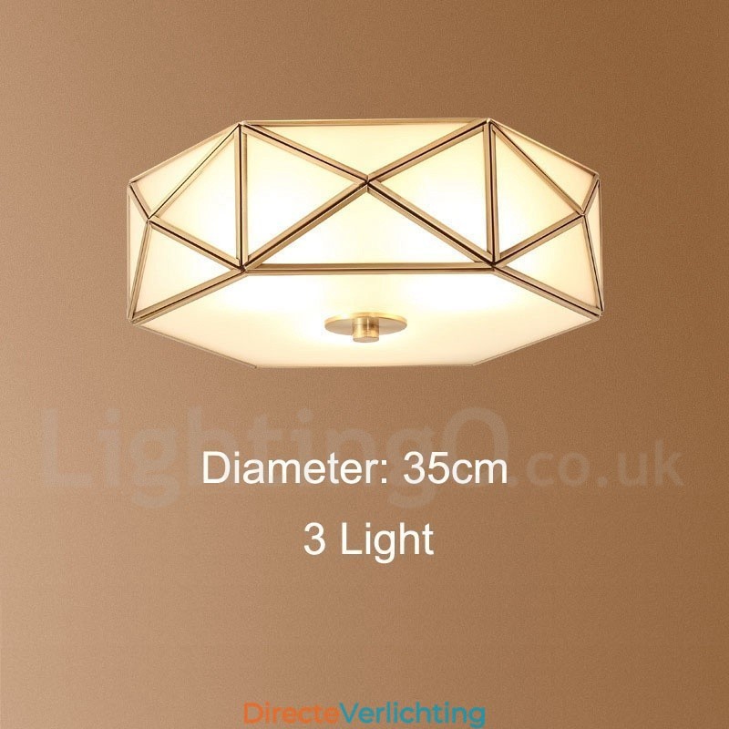 Puur messing rustieke lodge Scandinavische stijl plafondlamp met glazen kap