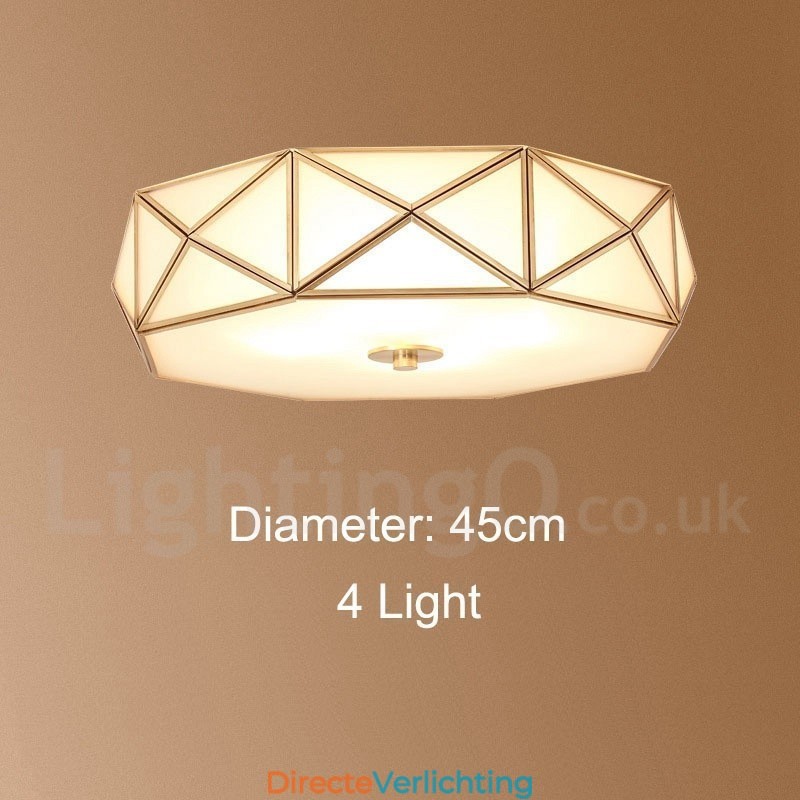 Puur messing rustieke lodge Scandinavische stijl plafondlamp met glazen kap