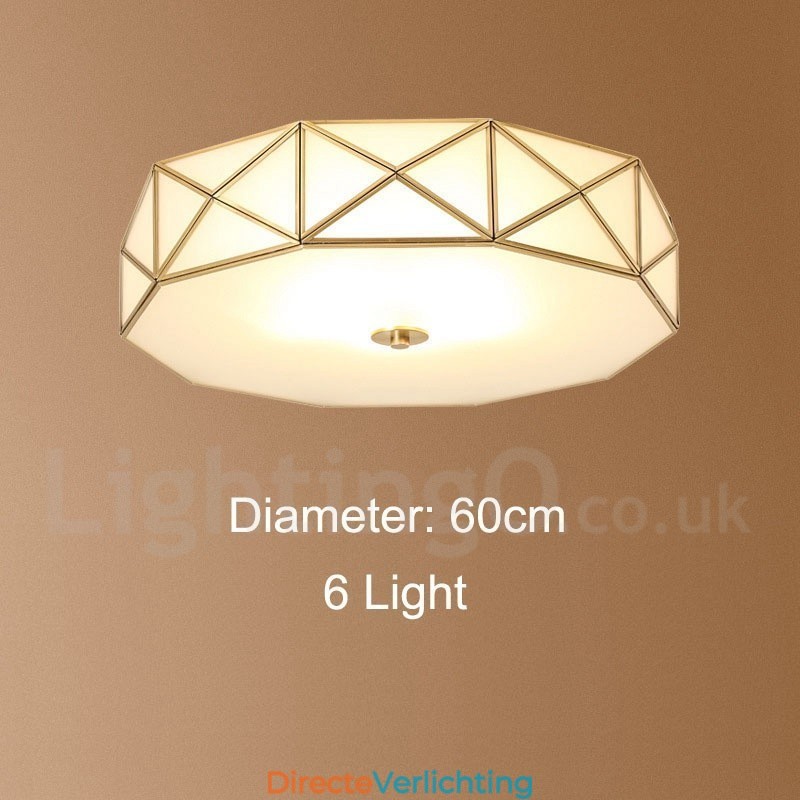 Puur messing rustieke lodge Scandinavische stijl plafondlamp met glazen kap