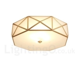 Puur messing rustieke lodge Scandinavische stijl plafondlamp met glazen kap