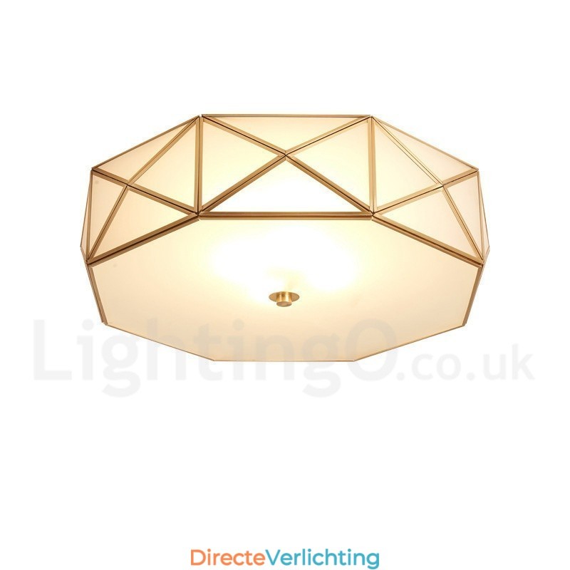 Puur messing rustieke lodge Scandinavische stijl plafondlamp met glazen kap