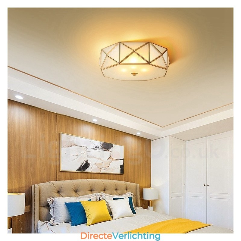 Puur messing rustieke lodge Scandinavische stijl plafondlamp met glazen kap
