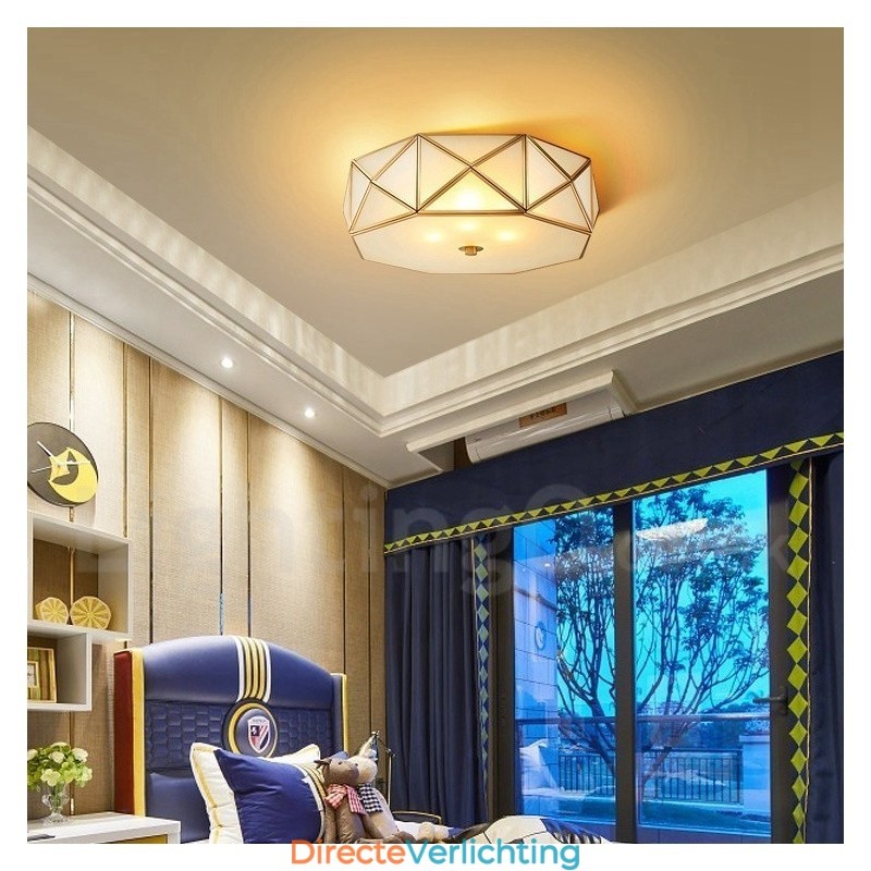 Puur messing rustieke lodge Scandinavische stijl plafondlamp met glazen kap