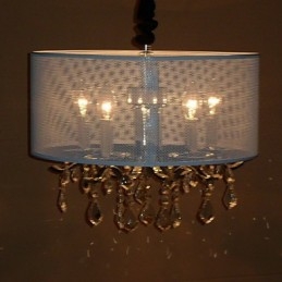 Moderne kristallen hanglamp met 5 lampen en semi-transparante kap
