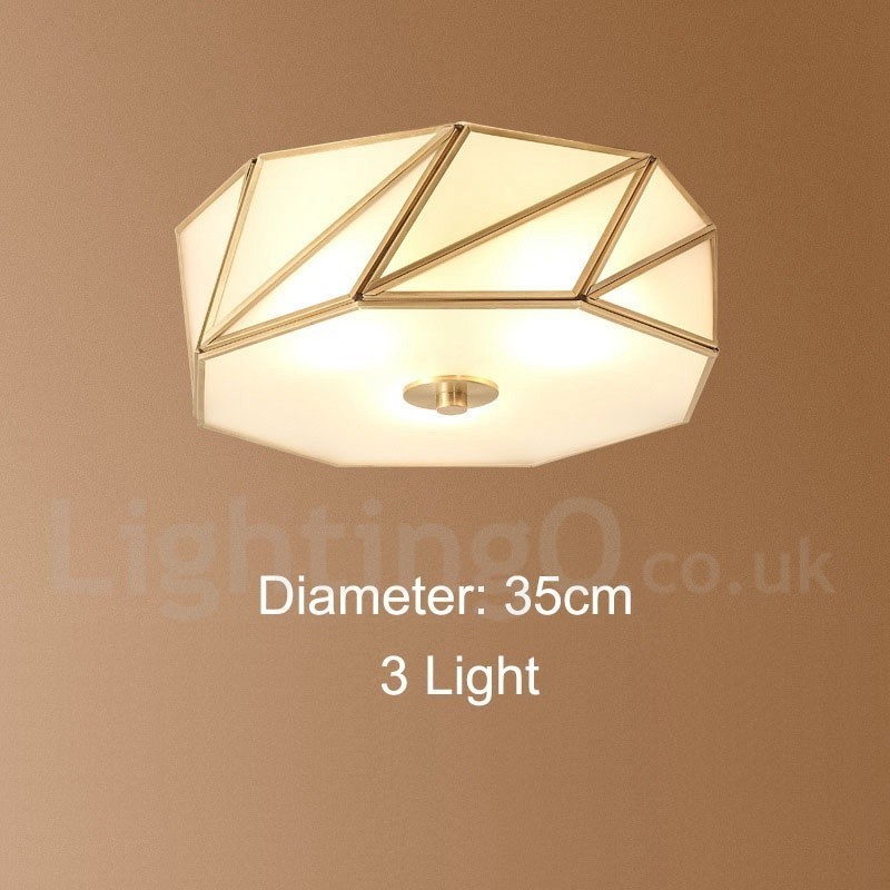Puur messing rustieke lodge Scandinavische stijl plafondlamp met glazen kap