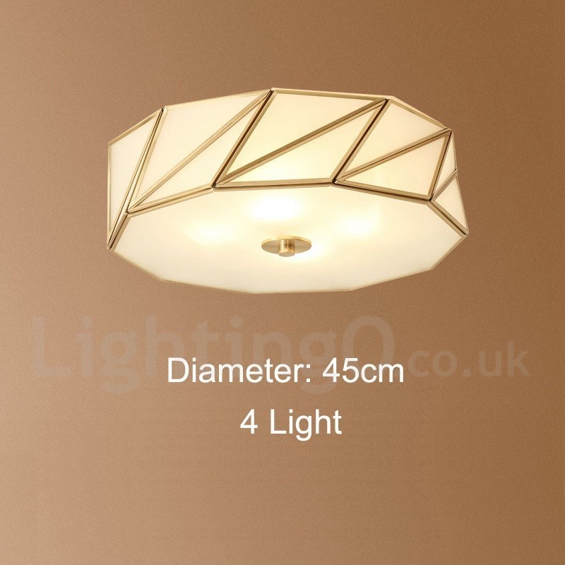 Puur messing rustieke lodge Scandinavische stijl plafondlamp met glazen kap