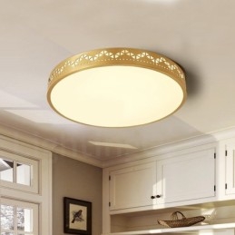Ronde, moderne, eigentijdse, Scandinavische stijl plafondlamp van puur messing met acryl kap