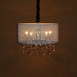 Moderne kristallen hanglamp met 5 lampen en semi-transparante kap