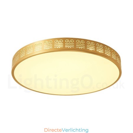 Ronde, moderne, eigentijdse, Scandinavische stijl plafondlamp van puur messing met acryl kap Ronde, moderne, eigentijdse, Scandinavische stijl plafondlamp van puur messing met acryl kap