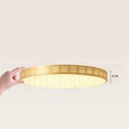 Ronde, moderne, eigentijdse, Scandinavische stijl plafondlamp van puur messing met acryl kap
