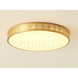 Ronde, moderne, eigentijdse, Scandinavische stijl plafondlamp van puur messing met acryl kap