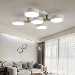 Houten kroonluchter moderne eigentijdse Scandinavische stijl plafondlamp met acryl kap