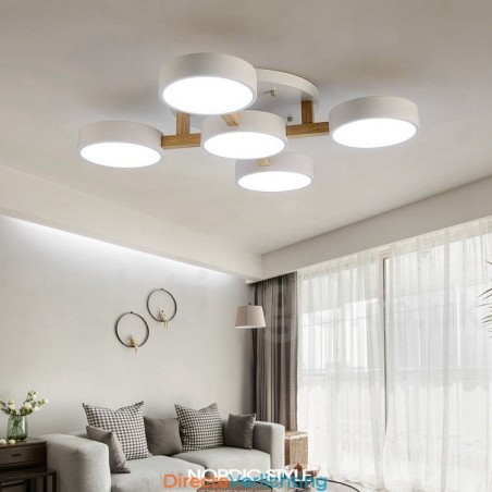 Houten kroonluchter moderne eigentijdse Scandinavische stijl plafondlamp met acryl kap Houten kroonluchter moderne eigentijdse Scandinavische stijl plafondlamp met acryl kap