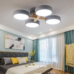 Houten kroonluchter moderne eigentijdse Scandinavische stijl plafondlamp met acryl kap