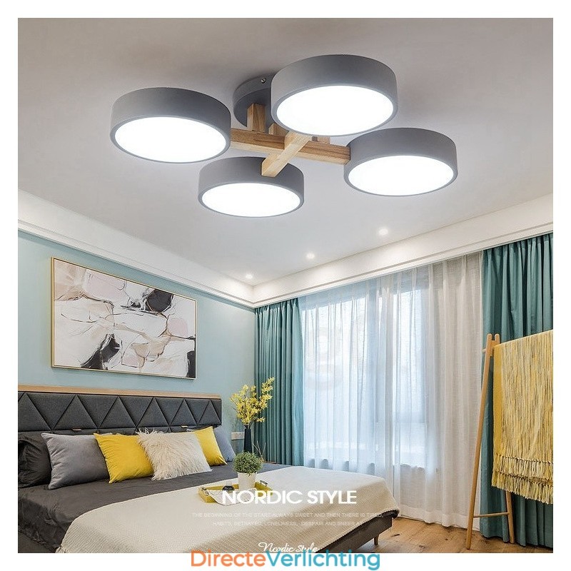Houten kroonluchter moderne eigentijdse Scandinavische stijl plafondlamp met acryl kap