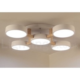 Houten kroonluchter moderne eigentijdse Scandinavische stijl plafondlamp met acryl kap