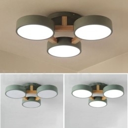 Houten kroonluchter moderne eigentijdse Scandinavische stijl plafondlamp met acryl kap