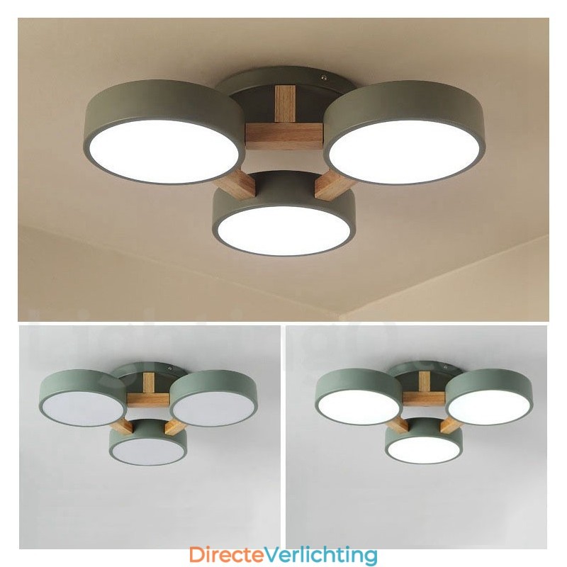 Houten kroonluchter moderne eigentijdse Scandinavische stijl plafondlamp met acryl kap