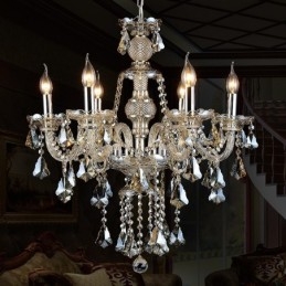 6 lampen retro cognac kleur K9 kristal moderne kroonluchter