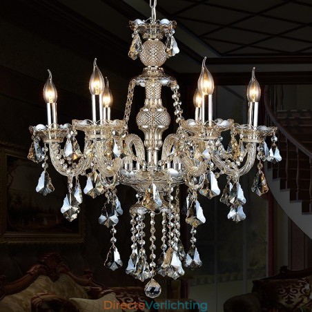 6 lampen retro cognac kleur K9 kristal moderne kroonluchter 6 lampen retro cognac kleur K9 kristal moderne kroonluchter