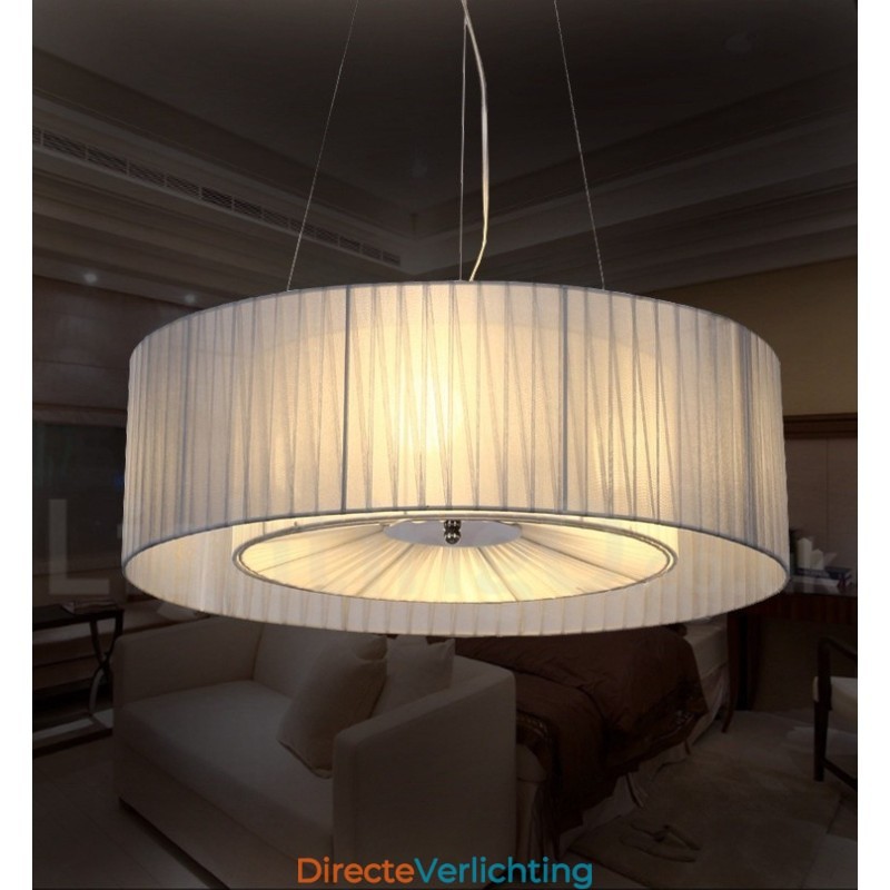 Drum 4-lichts hanglamp met stoffen kap