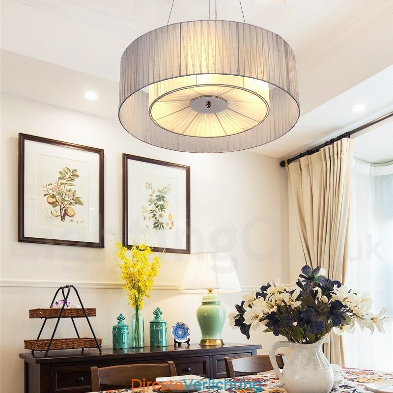 Drum 4-lichts hanglamp met stoffen kap