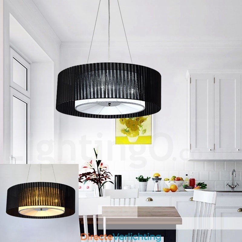 Drum 4-lichts hanglamp met stoffen kap