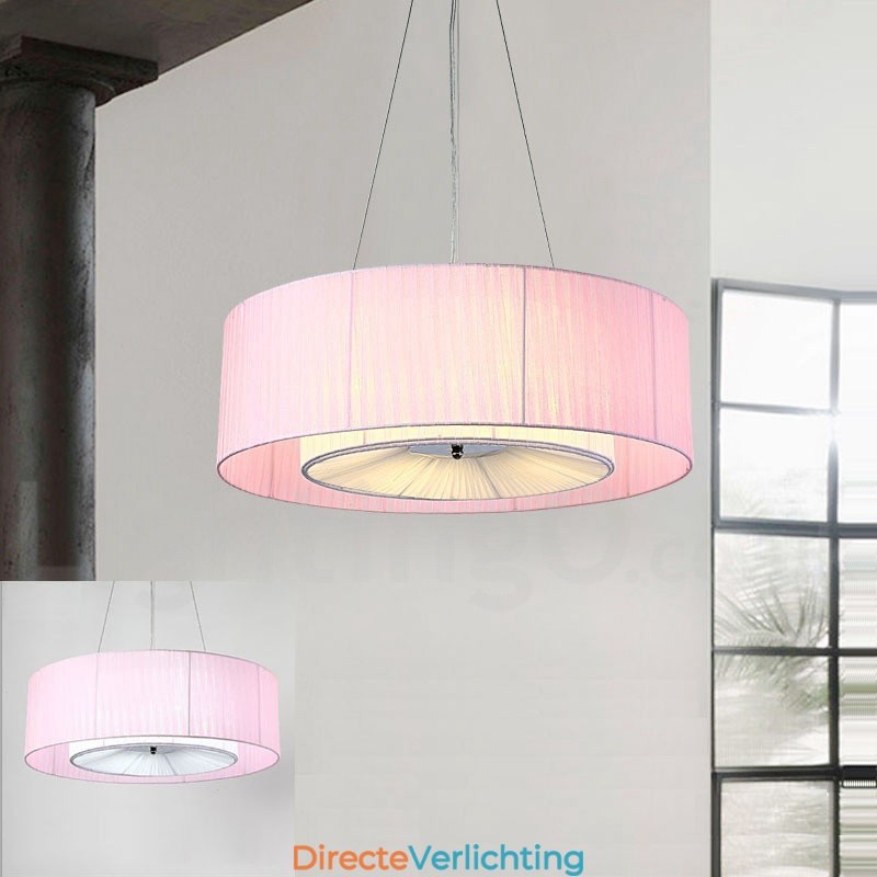 Drum 4-lichts hanglamp met stoffen kap